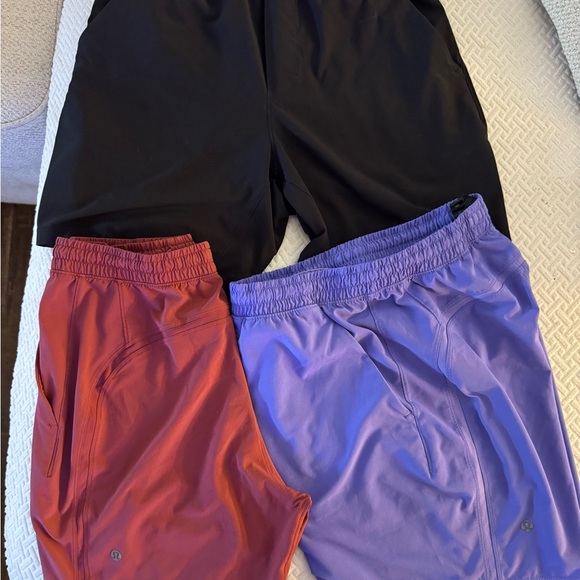 lululemon athletica Men's Athletic Shorts - Black Red Purple. Linerless.